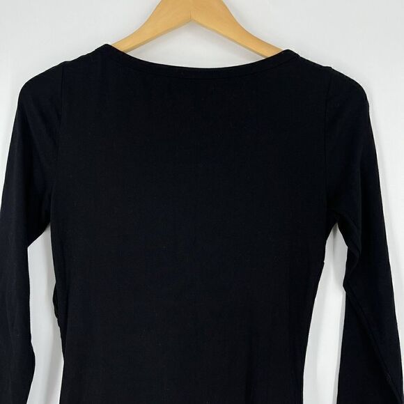 eShakti Dress Size Small Womens Black Ruched Round Neck Sheath Cotton Stretch - Picture 6 of 8